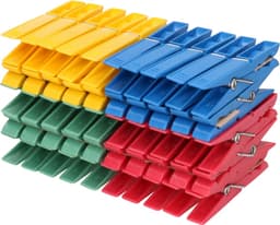 Canvas knijperzak/ opbergzakje knijpers wit/ offwhite met koord 25 x 30 cm en 100 plastic wasknijpers - Knijperzak met knijpers — thumbnail 2