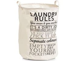 Zeller ronde wasmand met tekst - 69 l - creme