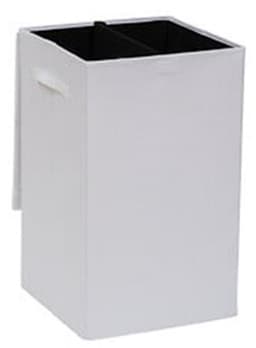 5Five Eureka sorteer wasmand - 2x - 74 liter - wit - 37 x 37 x 60 cm - MDF/Polyester stof - met afsluitklep — thumbnail 2