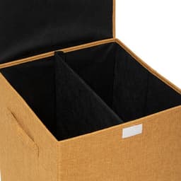 5Five Eureka sorteer wasmand - 2x - 74 liter - okergeel - 37 x 37 x 60 cm - MDF/Polyester stof - met afsluitklep — thumbnail 3