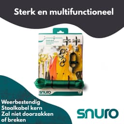 SNURO waslijn kit (20M) - Waslijndraad om zelf te installeren, complete kit - DIY Wasdraad met stalen kern voor binnen en buiten — thumbnail 2