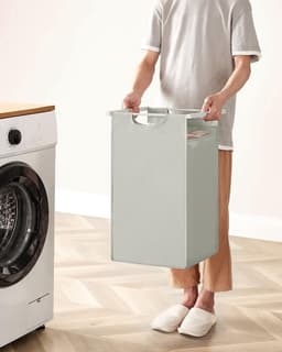 FurnStar Wasmand - Wassorteerder - 3 vakken - Wasmanden - Wassorteerder 3 vaken - 3x 38 L - 114L - Metalen Frame - Stijlvol en Duurzaam- Wit — thumbnail 2