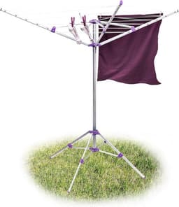 Thuys – Droogmolen – Met Voet – Voor Camping en Thuis – Wasrek Staand – Droogrek Inklapbaar – Stabiel – Zilver — thumbnail 1