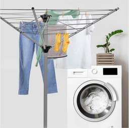 DailySupplies® Droogmolen met Voet voor Camping & Thuis - Wasrek Staand - Droogrek Inklapbaar - Grijs — thumbnail 4