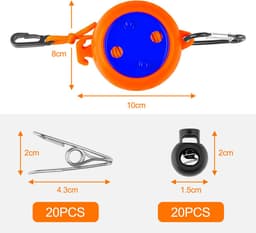 Unyqoos ® Uittrekbare Waslijn van 10 Meter met Winddichte Wasknijpers voor Buiten en Reizen — thumbnail 2
