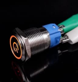 12V/24V Metalen Power LED druk schakelaar 16mm angel eye Self-locking met Kabel — thumbnail 1