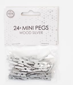72x Mini Houten Knijpers Zilver — thumbnail 2