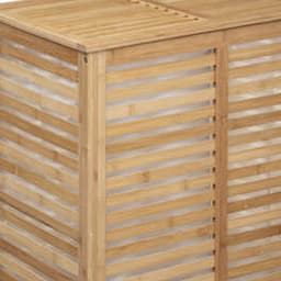 5Five Wasmand Bamboe - Dubbele bak - 2x 50 liter compartiment - 58 x 40 x 60 cm - met deksel — thumbnail 3