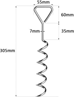4 Stuks - Grondankers - met 4 Spanbanden 2.3m - Spiraalharing - Ankerset / grondanker - Universele Trampoline Verankeringsset - 30.5*5.5cm - metaal — thumbnail 2