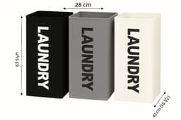 Wasmand - Wasmand 3 vakken – Waterdicht- Ademend -Opvouwbaar -72l - Wit — thumbnail 2
