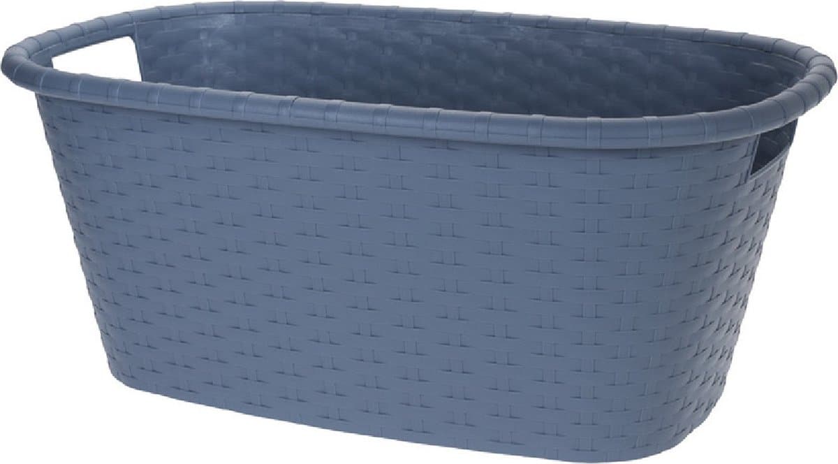 Bathroom Solutions Wasmand grijsblauw - 35 liter - kunststof - draagbaar - 60 x 40 x 25 cm — afbeelding 1
