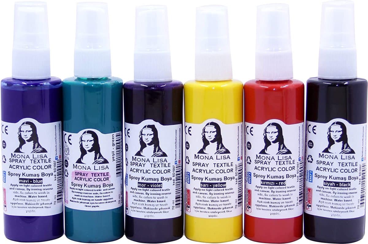 SÜDOR Textielverf Set , textile color Tie-Dye T-shirtverf Waterdicht 6 x 70ml in spuitflessen blauw, rood, geel, groen, paars, zwart (set van 6) — afbeelding 1