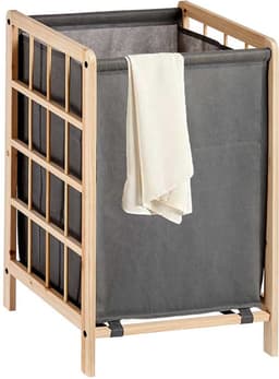 Kipit Wasmand Woodbox - met opvang waszak - 50 liter compartiment - 40 x 33 x 60 cm — thumbnail 2