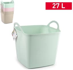 Plasticforte Kuip/emmer/wasmand - flexibel - roze - 27 liter - vierkant - kunststof - 36 x 34 x 37 cm — thumbnail 2