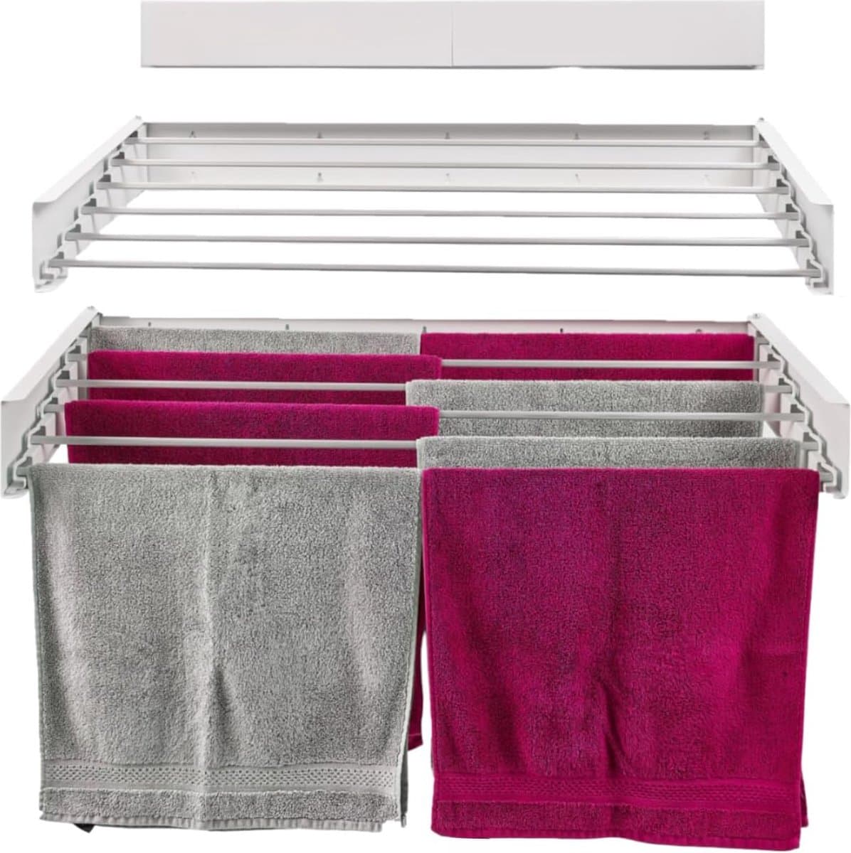 Goodivery ® Ruimtebesparende inklapbare wasdroger voor muur en balkon, ideaal voor binnen en buiten gebruik — afbeelding 1