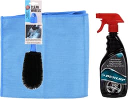 Dunlop auto velgen schoonmaken setje - borstel/schoonmaak spray/microvezeldoek - velgenreiniger pakket - auto en fiets — thumbnail 1