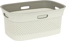 5Five Wasmand van rotan gevlochten - gebroken wit - kunststof - 45 liter - 59 x 39 x 27 cm - wasgoed manden — thumbnail 1