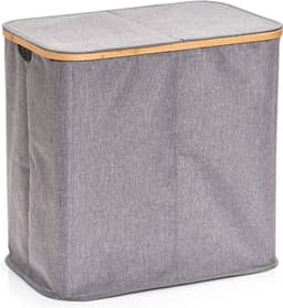 Zeller Dubbele wasmand - grijs - van stof - 53 x 33 x 50 cm - sorteer mand - wasmanden - 87 liter — thumbnail 1