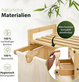 Equivera Wasmand 3 Vakken - Wassorteerder - Driedelige Wasmand - Organizer Kleding - Laundry Basket - Wasbox — thumbnail 5