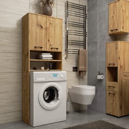 Badkamerkast voor Wasmachine FIN / Hoge Wasmachinekast met 2 Deuren / AKORD Furniture Factory / Artisan Eik / 65 x 180 x 30 cm — thumbnail 3