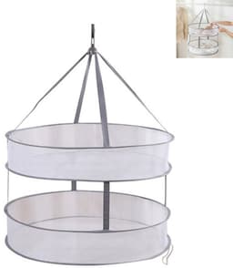 Hangend droogrek voor truien - opvouwbaar mesh-droogrek voor kleding - plat droogrek met twee lagen - geschikt voor poppen en truien - voor binnen- en buitenwas - 61×61×12cm - grijs — thumbnail 1