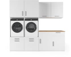 Wasophoogte® Wasmachine Kast Buenos Aires - Wasmachine verhoger - Wasmachine ombouw - 700(D)*2530(B)*2350(H) mm - Wit