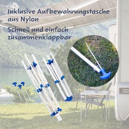 Droogmolen met Voet voor Camping & Thuis - Wasrek Staand - Droogrek Inklapbaar - Wit met Zwart gebruiksklaar — thumbnail 2