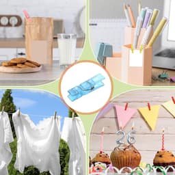 1.4 Inch Colored Clothespins - 100 Pcs Mini Colorful Plastic Clothes Clips - Strong Grip Photo Clips voor Fotos - Hanging Clothes Decorative Crafts - Transparant Blauw — thumbnail 5