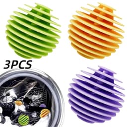 3 stuks-Wasballen - Droogballen - Wasverzorgingsballen - Anti-klit - Wasaccessoires - Geschikt voor het reinigen van kleding, dekens en lakens - Groen - Geel - Paars - 5,2*5,2 cm — thumbnail 1