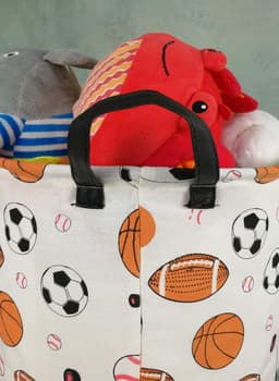 Ronde Basketbal Voetbal Wasmand Cadeau Opbergmand - Kledingopbergmand - Plankmand met Handvatten voor Kamerdecoratie (Bollen) — thumbnail 5