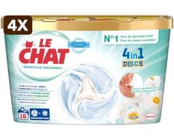 4 x Le Chat Wascapsules Sensitive Zachte Lentebloesem 16 wasbeurten - 16 stuks