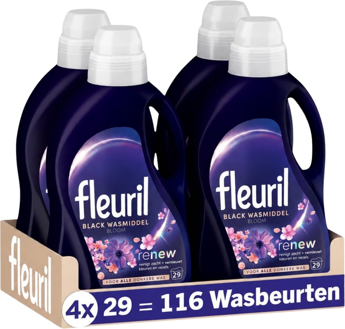 Fleuril Black Bloom - Vloeibaar Wasmiddel - Donkere en Zwarte Was - Intense Geurbeleving - 4x29 Wasbeurten - Voordeelverpakking — afbeelding 1