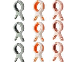 9 Stuks Knijpers - Klemmen - Klem - Strandlaken Knijpers - Sterke Handdoekclips, Winddicht, Strandhanddoekclips voor Dagelijkse Was, Badhanddoek, Tapijt, Beddengoed en Dikke Dekens