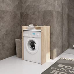 JOYNEXTBUY - Wasmachinekast Sonoma Eiken/Wit – Wasmachine Ombouw & Opbergplank – 64x50x98cm – Badkamerkast Wasruimte & Wasmachine — thumbnail 5