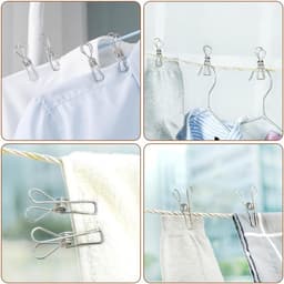 Wasknijpers Roestvrij Staal - Kledinghangers Clips - Kleding Drogen Buiten - Sterke Winddichte Grip - 50 Stuks - Zilverkleurig — thumbnail 4