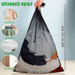 Extra grote wasnetzakken 70x90cm - 2 stuks, ideaal voor het wassen van kleding, lingerie en delicate stoffen in de wasmachine, zwart en wit — thumbnail 4
