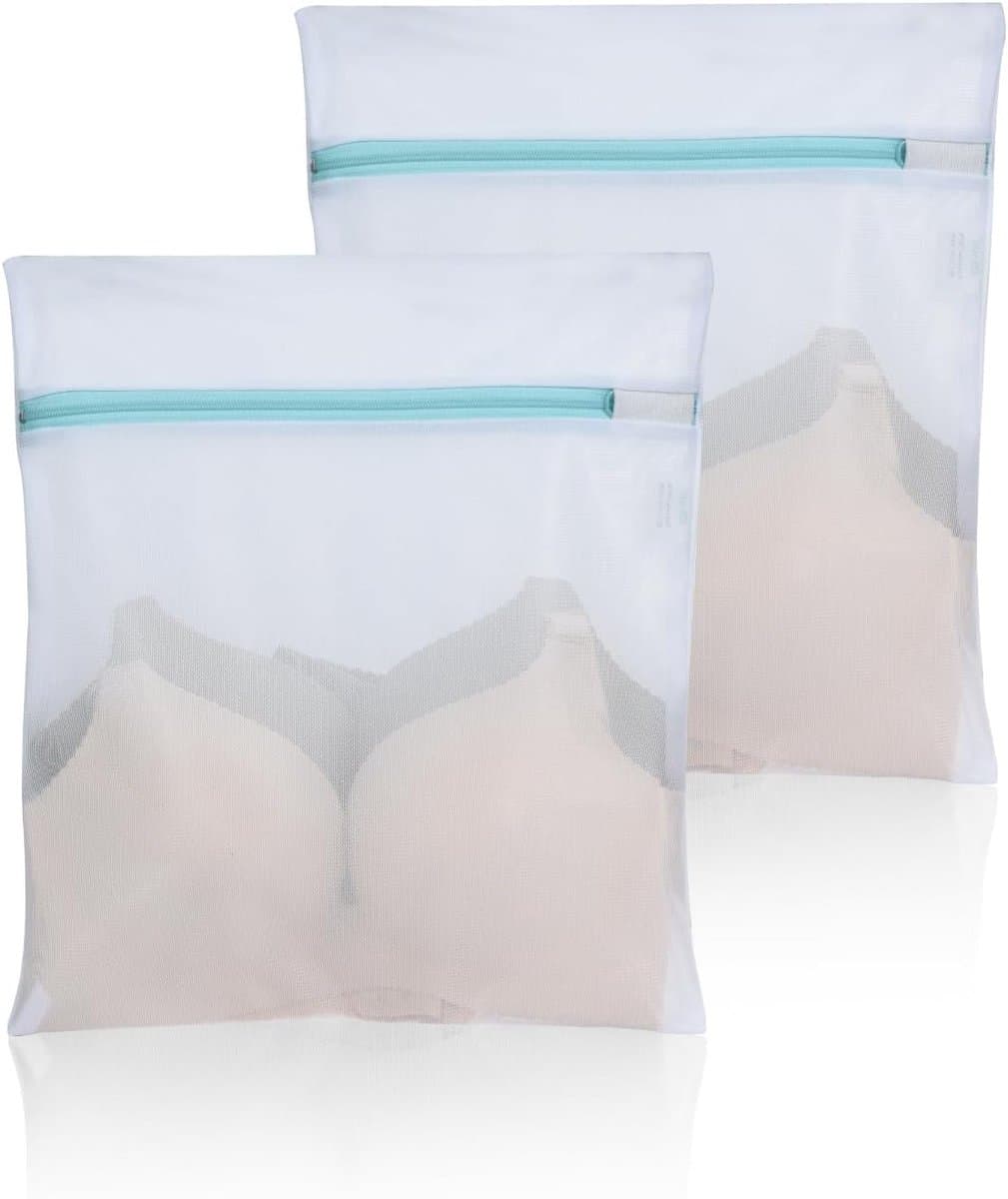 Mesh Waszakken met Ritsen - 2 Stuks 30 x 40 cm Herbruikbare Waszak voor Delicaat Ondergoed, Sokken en Lingerie — afbeelding 1