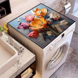 Wasmachine Droger Topbeschermer - Absorberende Hoes - Apparaten Beschermen - Sneldrogend Antislip - 50 x 60 cm - Tulpenbloemen — thumbnail 1