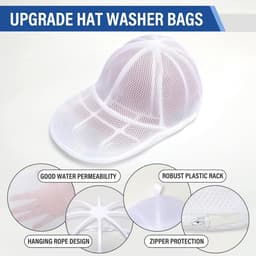 Hoedenwasser - Hoedenrek - Hoedenwasmand voor de wasmachine - Wit - Hoedenwasser met netzak - Honkbalpettenwasser - Honkbalpettenwasmachine - Hoedenreinigingsmand - multifunctionele hoedenverzorgingstas — thumbnail 5