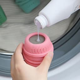 SnelShoppen - 4 Stuks Wasmachine Vloeistof Dispenser Ballen, Duurzame Stoffen Verzorgingsballen voor Kleding, Herbruikbaar en Veilig voor Wasmachine, — thumbnail 2