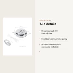 Dailygoods- Waslijndroger Roestvrij staal - Intrekbare Kledinglijn - Buitenkleding/Binnenshuis - Lijnlengte 2,8 m - Inclusief Schroeven - Lichtgewicht 240 g — thumbnail 5