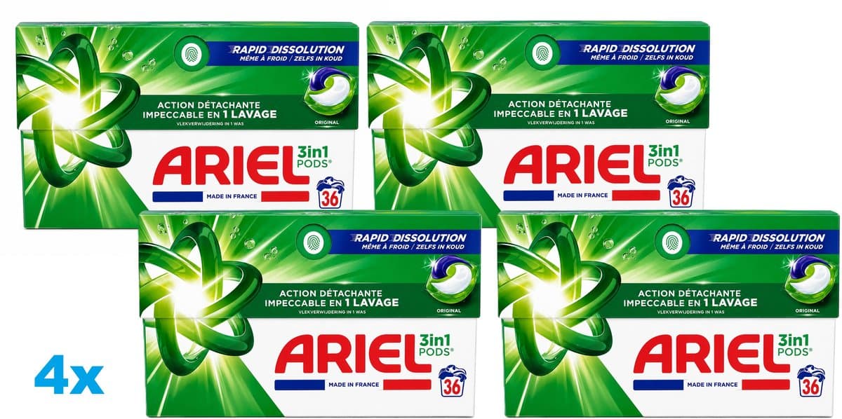 Ariel 3in1 Wasmiddel Pods Original - 4 x 36 Wasbeurten — afbeelding 1