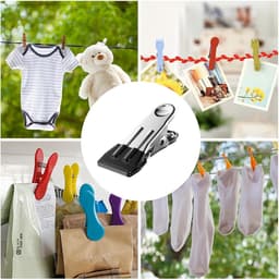 Metalen Wasknijpers - Kledingclips Hangers - Was Ophangen - Roestvrij Staal - 8 Stuks - Zwart — thumbnail 4