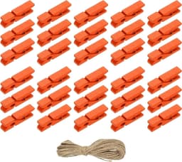 Houten Wasknijpers - Kleine Klemmen - Foto's Ophangen - Natuurlijk Hout - 3.5 cm - Oranje — thumbnail 1