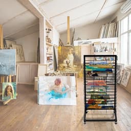 LIVIA HOME- Fotodroogrek Mobiel met 18 Planken - Vergrendelbare Wielen - Functioneel Design - Opbergoplossing voor Kunstwerken - Afmetingen 42 x 30 x 77 cm - Droogrek — thumbnail 4