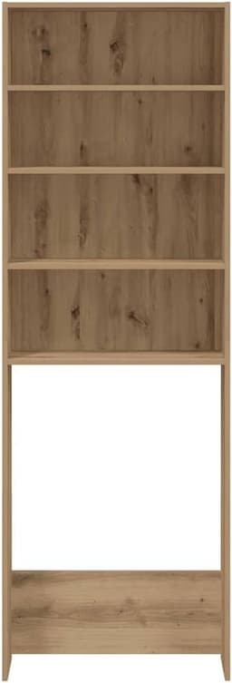Wasmachinekast - Opbergkast - Badkamer Organiseren - Ruimtebesparend Design - 64 x 24 x 190 cm - Eikenhout — thumbnail 5