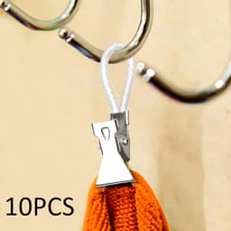 Handdoekclips - 10 Stuks - Knijpers - Wasknijpers - Metaal - Wasrek knijpers - Droogrek knijpers - Geschikt voor Binnen En Buiten Gebruik - 5×1.5cm - Zilver — thumbnail 3