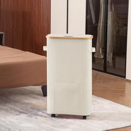 Hoge Wasmand op Wielen met Deksel - Grote Slimme Opbergmand voor Vuile Was — thumbnail 3