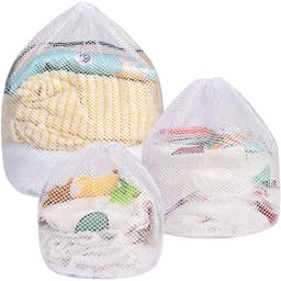 aladdien - 3-delige trekkoord waszak - waszakken met gaas - delicate was - 3 stuks - wasmachine - speelgoedopslag - geschikt voor babykleding — thumbnail 1