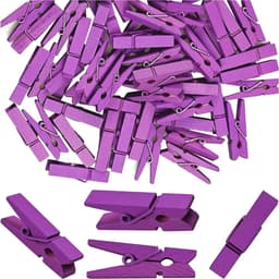 Mini Houten Clips - Kleine Knijpers - Decoratie en Organisatie - Natuurlijke Houtconstructie - 100 Stuks - Paars — thumbnail 1